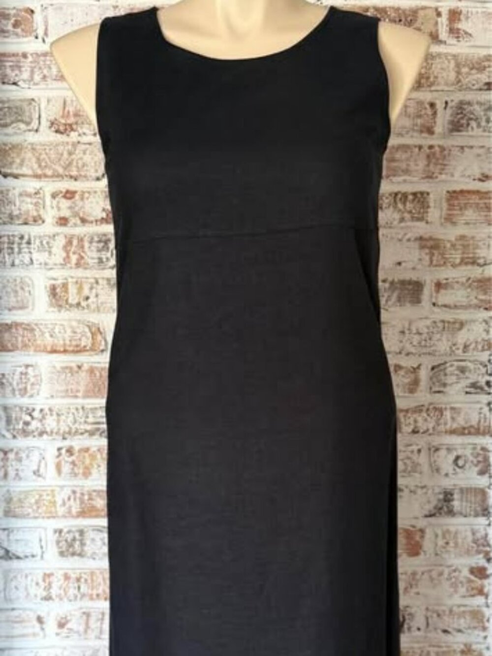 Amanda Smith Sleeveless Black Linen Blend Dress Size 10